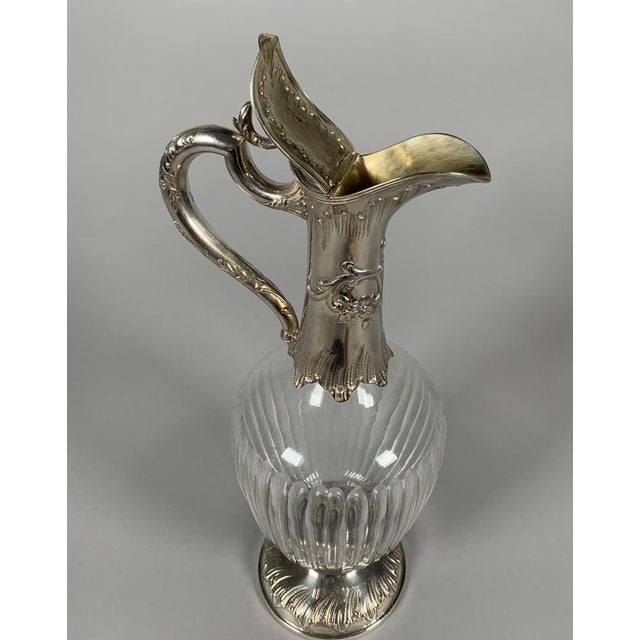Mid 19th Century Antique Rococo Crystal and Silver Ewers, 1850, Set of 2 For Sale - Image 5 of 9