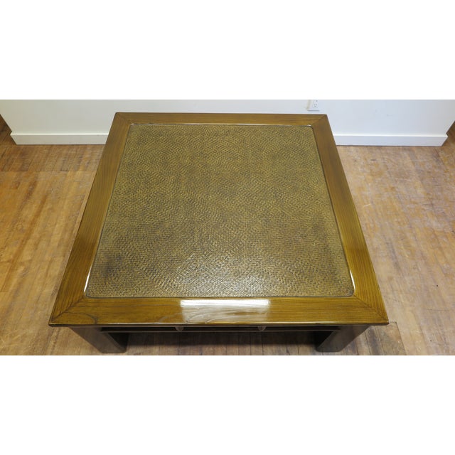 Mid-Century Modern 20th Century Asian Rattan Top Low Coffee Table For Sale - Image 3 of 9