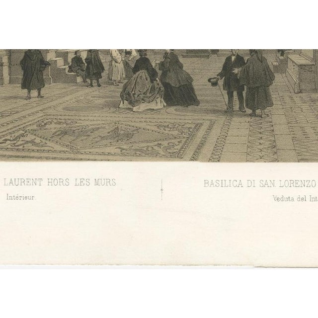 After Bayot, Basilica of San Lorenzo Fuori Le Mura Interior, 1869, Lithograph For Sale - Image 10 of 12