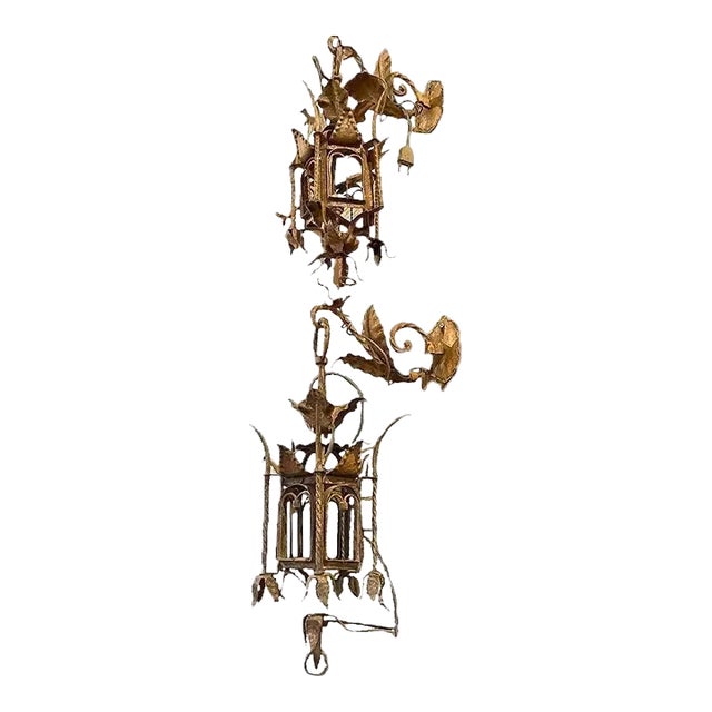 Pair of 19th Century Italian Antique Lantern Sconces For Sale