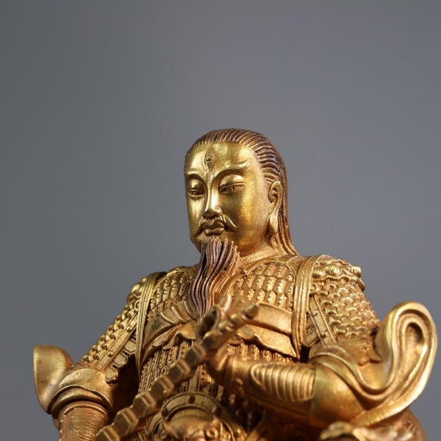 Late 19th Century Gilt Bronze Zhenwu Emperor Statue, Taoist Deity, 1.69kg For Sale In Los Angeles - Image 6 of 9
