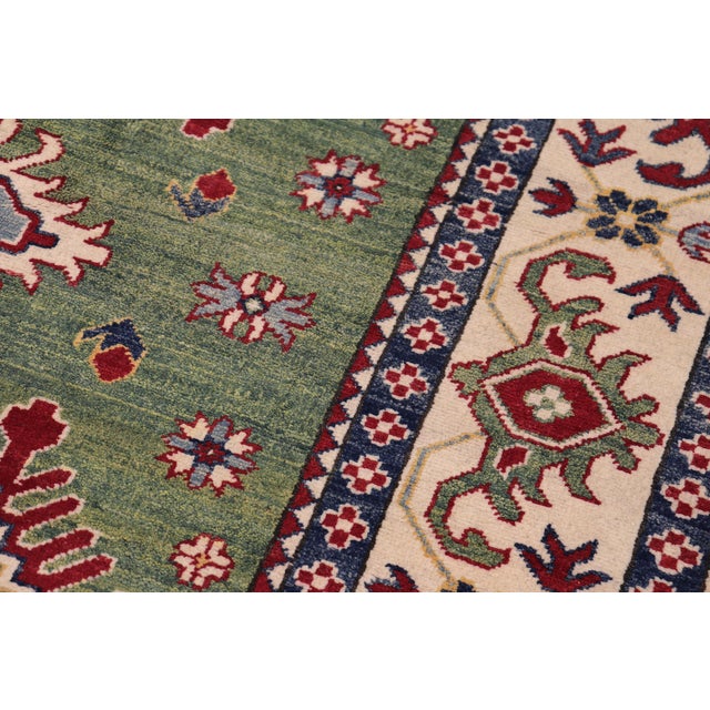 2020s Boho Chic Kazak Light Green/Beige Wool Rug - 8'3''x9'5'' For Sale - Image 5 of 10