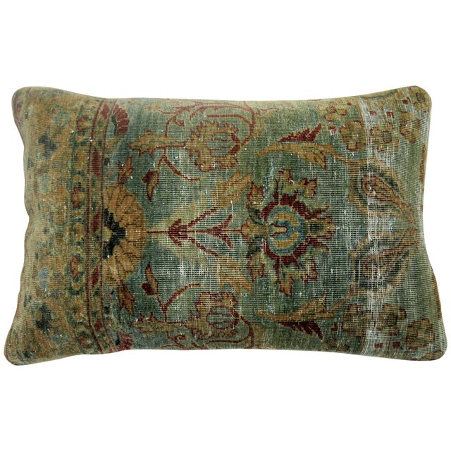 Pillow made from Indian Agra rug. Poly Fill insert and zipper closure Measures: 16" x 24".