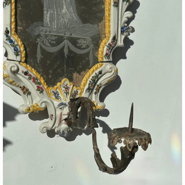 White Four 19th Century Italian Le Nove Faience Mirror Sconces For Sale - Image 8 of 9