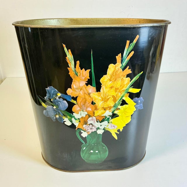 Mid-Century Modern Mid-Century Boho Chic Metal Wastebasket. For Sale - Image 3 of 14