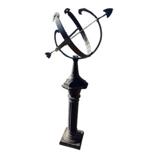 Vintage English Garden Armillary With (Rare) Original Iron Base For Sale