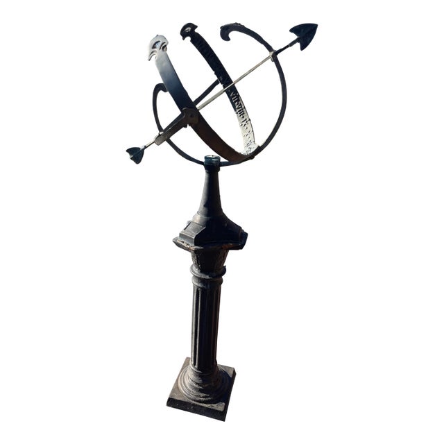 Vintage English Garden Armillary With (Rare) Original Iron Base For Sale