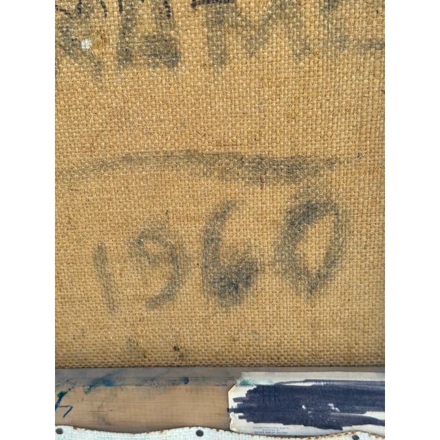 Blue Vintage Robert Aaron Frame Oil Portrait Painting, 1960 For Sale - Image 8 of 8