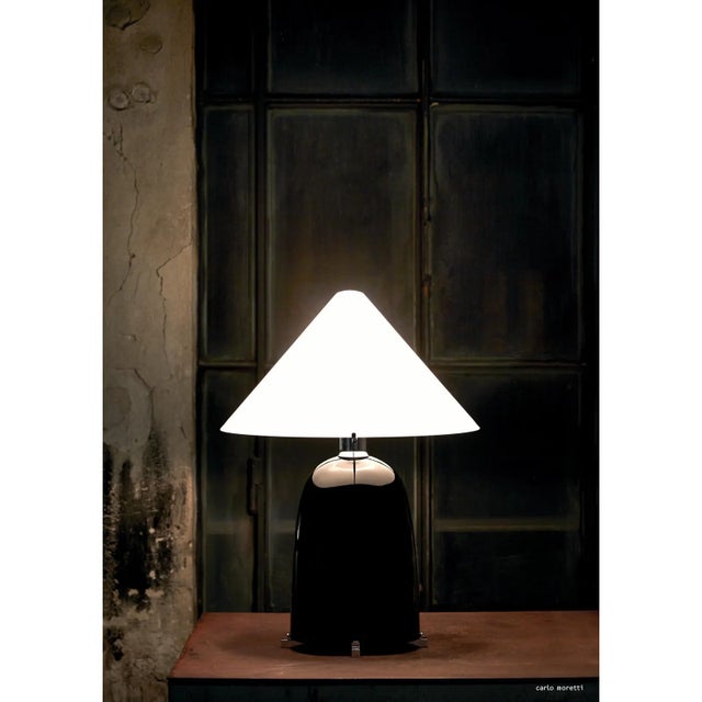 Modern Ovale Carlo Moretti Contemporary Mouth Blown Murano Clear Glass Table Lamp For Sale - Image 3 of 4