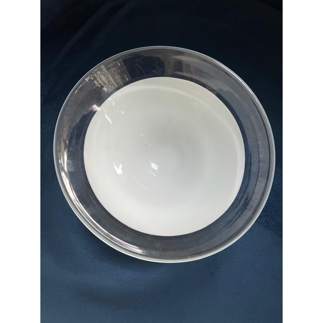 Salviati for Tiffany & Co. Heavy Modern Opaline & Clear Art Glass Bowl - 8.25" For Sale In Philadelphia - Image 6 of 6
