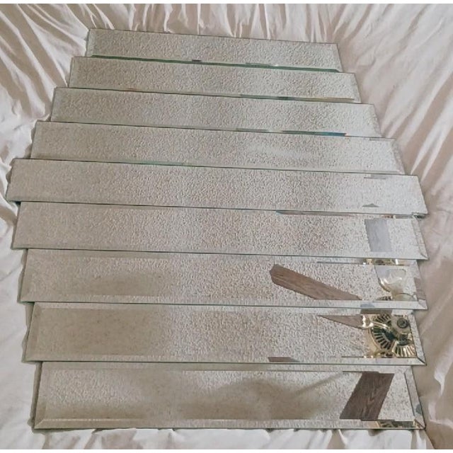 Art Deco Vintage 1980s Postmodern Art Deco Revival 9- Panel Beveled Step Mirror For Sale - Image 3 of 17