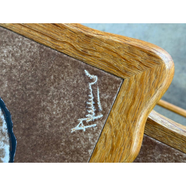 Mid-Century Modern Danish Oak Ceramic Tile Top Nesting Side Tables Mid-Century Modern 1970s For Sale - Image 3 of 8