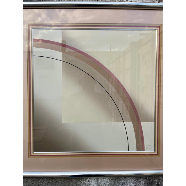 Tan Mid-Century Modern Abstract Artwork "Espacio 2" Framed and Igned by the Artitst. Circa 1970s For Sale - Image 8 of 17