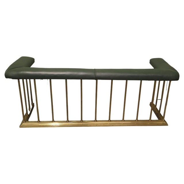 Gold Brass and Green Leather Club Fender, 1880 For Sale - Image 8 of 8