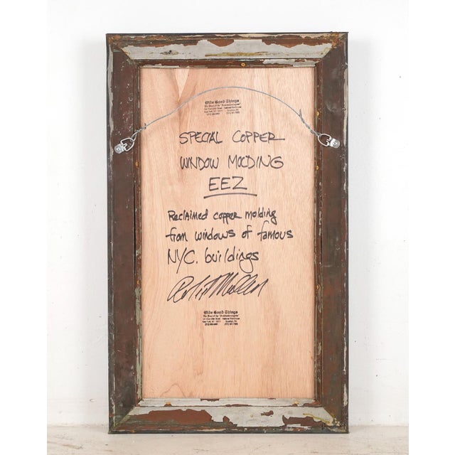 Wood Handcrafted Copper Window Molding Wall Mirror 18.625 X 30.5 In. For Sale - Image 7 of 7