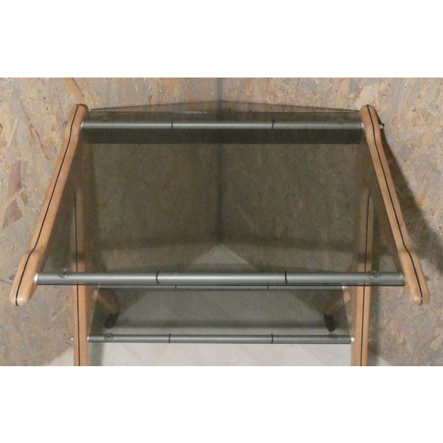 Mid-Century Modern Bar Trolley in Beech and Glass by Officina Di Ricerca, 1960s For Sale - Image 3 of 15