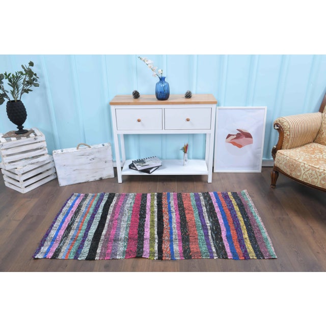 Tribal Vintage Turkish Hand-Knotted Wool Cotton Pink Kilim Runner Rug For Sale - Image 3 of 10