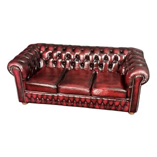 Oxblood Leather Chesterfield Sofa, 2002 For Sale