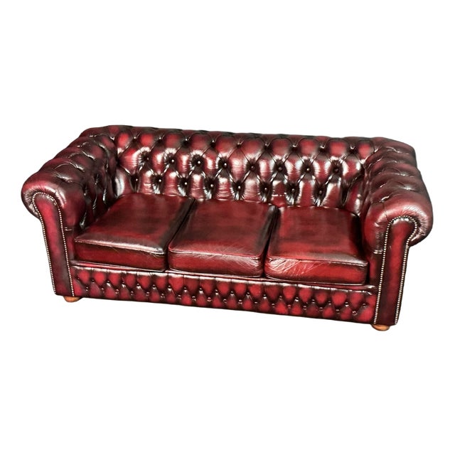 Oxblood Leather Chesterfield Sofa, 2002 For Sale