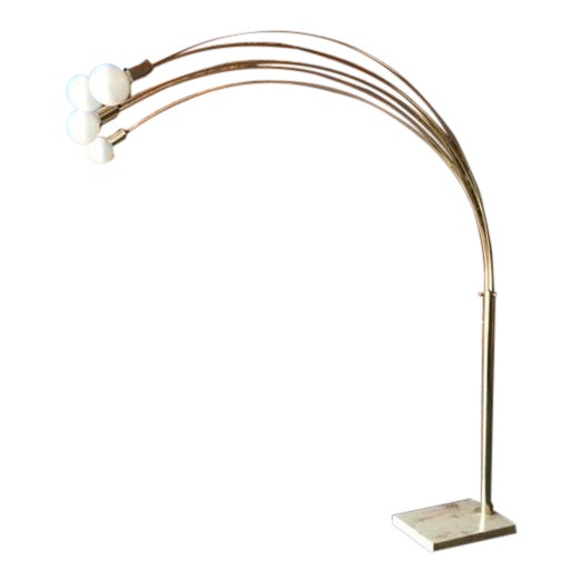 Vintage 70's Brass 5 Bulb Arc Floor Lamp | Chairish