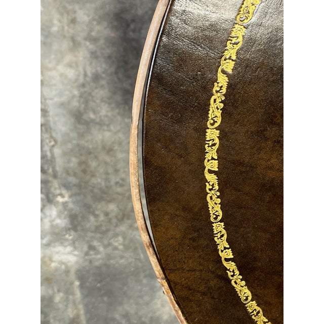 Antique Japanoise Bamboo Table With Leather Top For Sale - Image 11 of 14