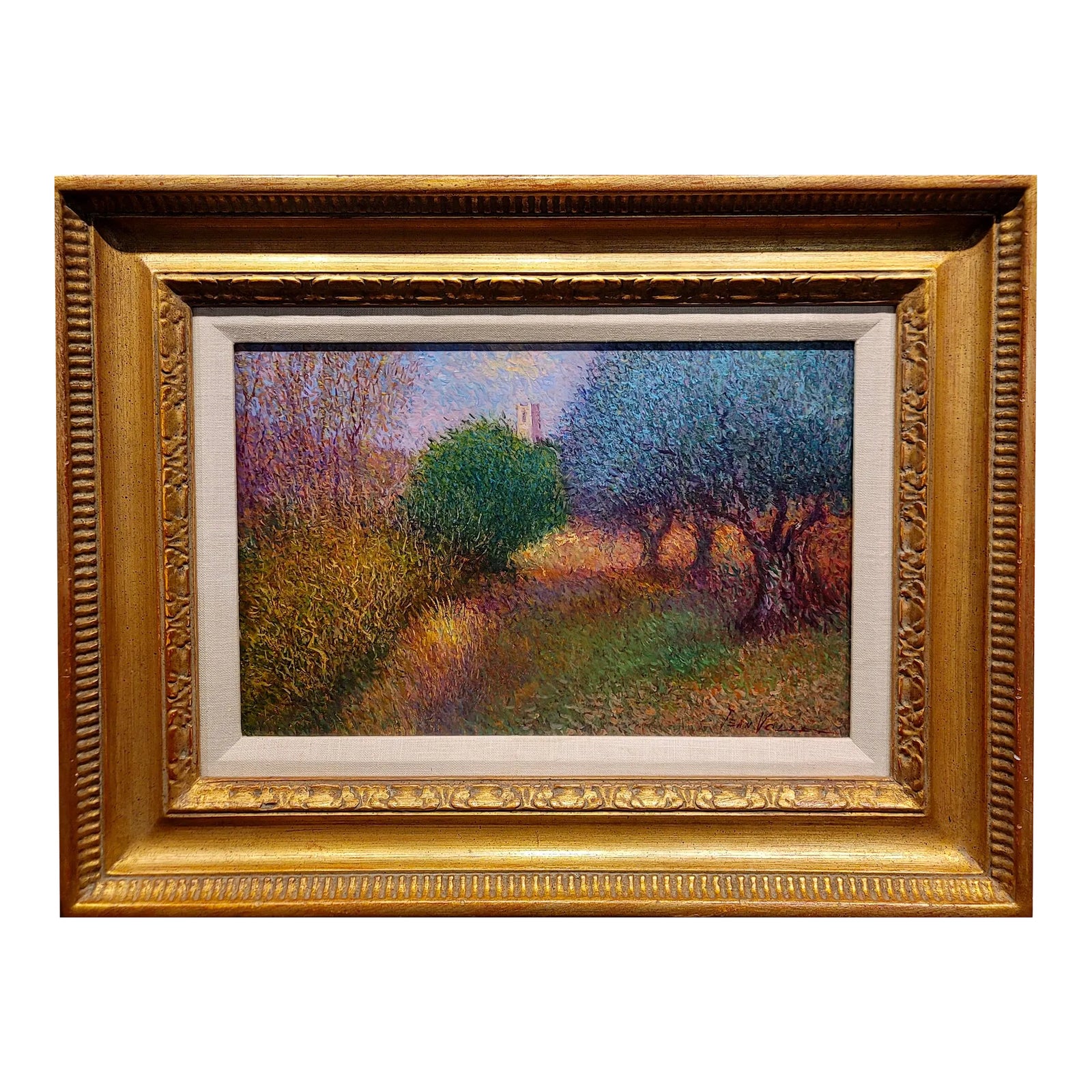 Jean Vollet - Pointillist Landscape of Olive Trees - Oil Painting ...