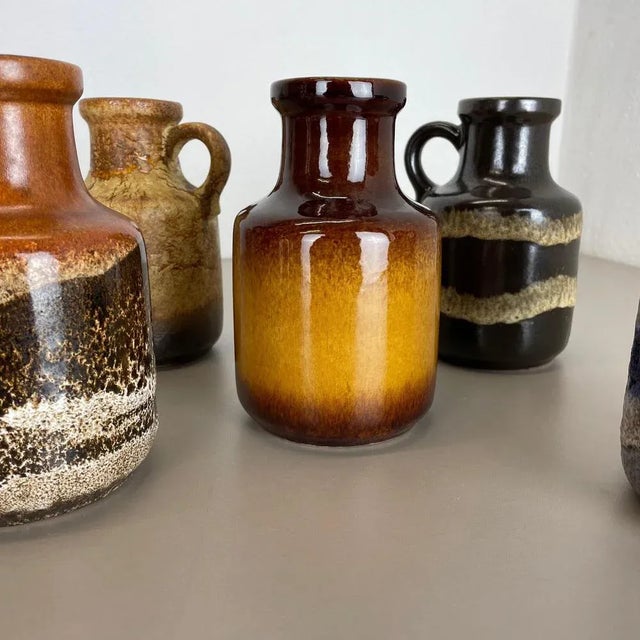 Ceramic Vintage Pottery Fat Lava Multicolor Vases by Scheurich, Germany, Set of 5 For Sale - Image 7 of 10