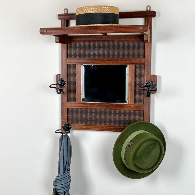 Vintage French Mirrored Coat Rack, 1920s For Sale - Image 3 of 8