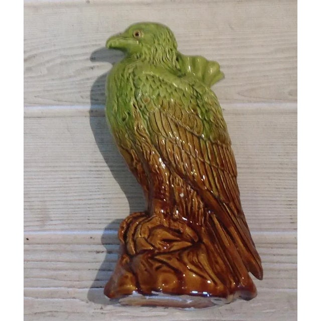 Antique majolica hawk with original glass eyes. Great for your collection of all things majolica; and perfect for mountain...