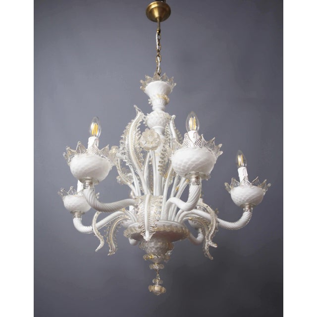 Venetian Murano Glass Six-Arm Chandelier, 1950 For Sale - Image 18 of 18