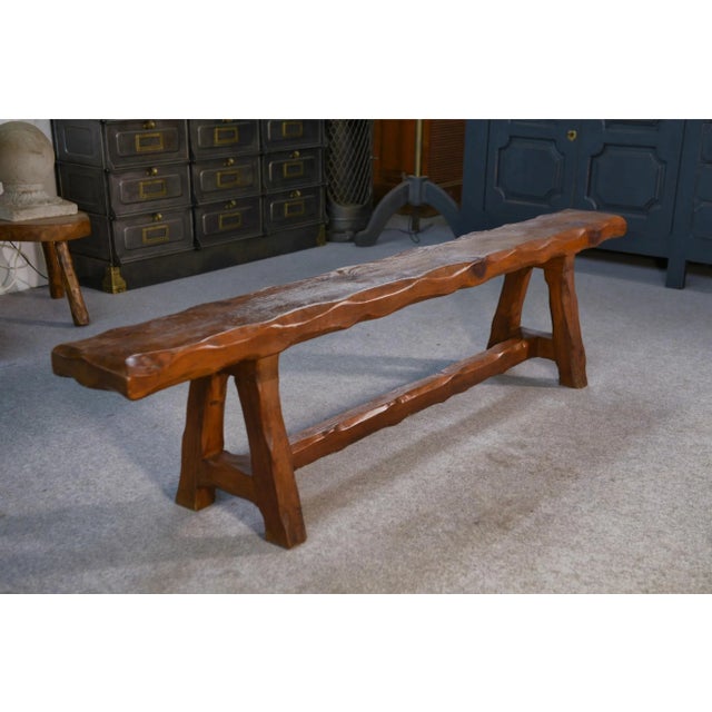 Vintage Brutalist Pine Bench, 1950s, in Very Good conditions. Designed 1950 to 1959