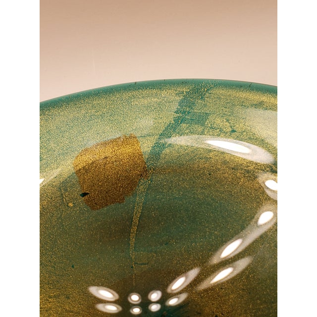 Pauly & C Murano Green Aventurine Glass Bowl 1930s For Sale - Image 11 of 13
