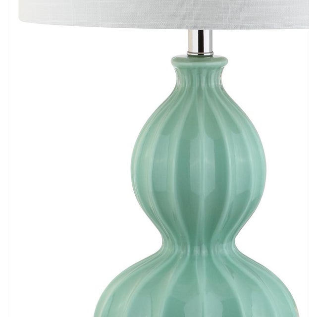 28" Glass LED Table Lamp, Seafoam Green Chairish