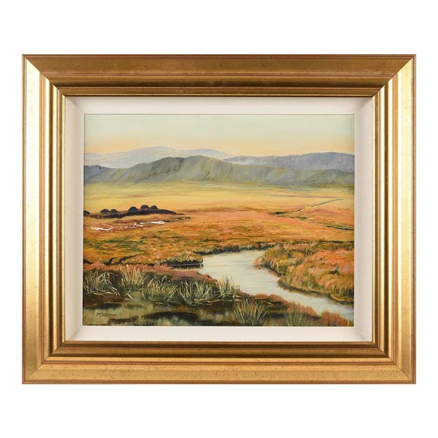 Vintage Original Oil of the Galway Bogland Landscape in Ireland by Northern Irish Artist, 1995 Circa For Sale