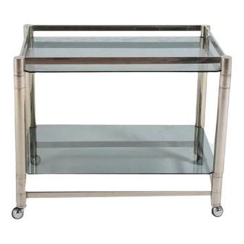 Chromed Steel Serving Cart Side Table, 1970s For Sale - Image 12 of 12