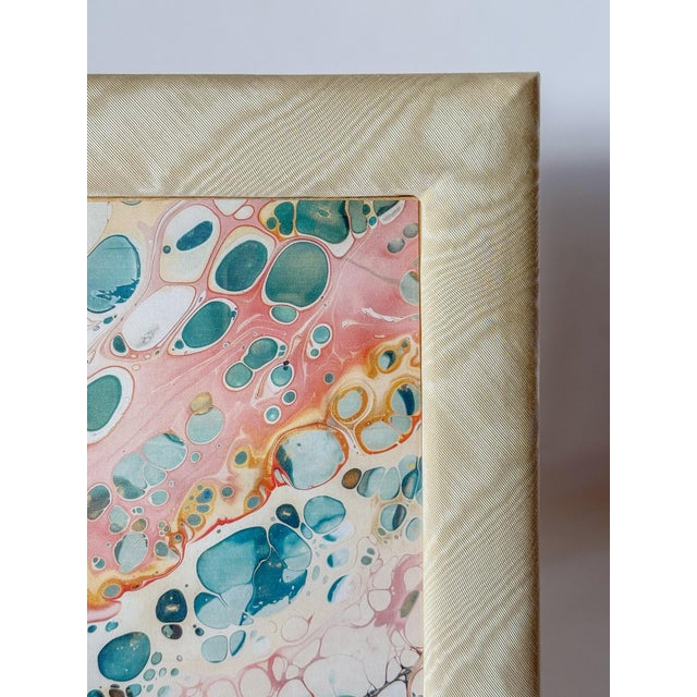 Traditional Vintage Moire Ivory and Blush Fabric Table Top Picture Frame, 8x10 For Sale - Image 3 of 9