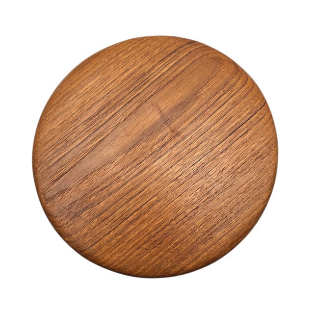 Mid-Century Solid Teak Turned Serving Bowl, Scandinavian Modern 10" For Sale - Image 9 of 9
