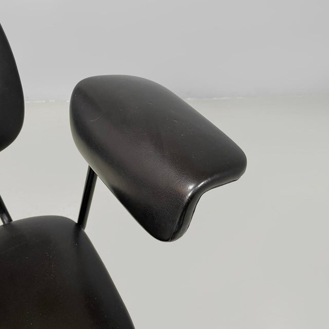 Mid-Century Modern Italian Black Faux Leather and Black Metal Armchair, 1960s For Sale - Image 13 of 18