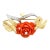 1970s Italian 18k Gold Platinum Diamond & Sardinian Coral Rose Convertible Brooch Pendant For Sale