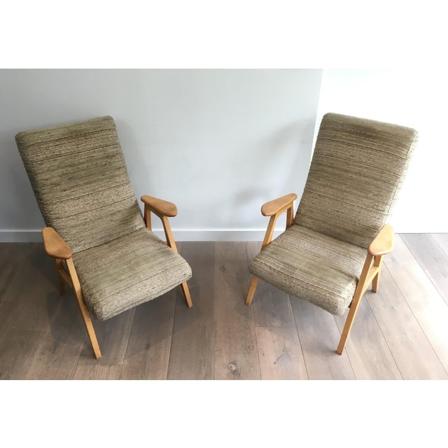 Wood Vintage Armchairs, French, circa 1970 - a Pair For Sale - Image 7 of 12