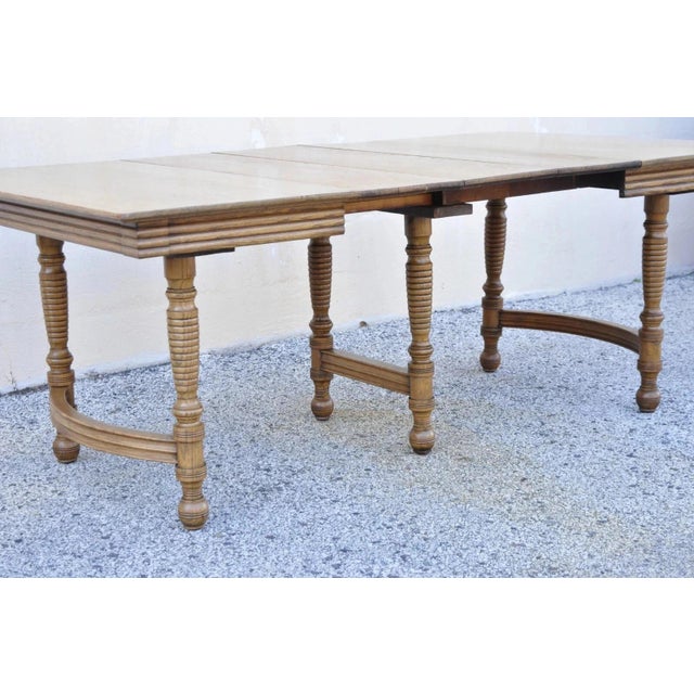Antique American Victorian Oak Wood Square Extension Dining Table With 3 Leaves For Sale - Image 11 of 13