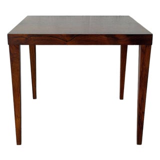 Minimalist Rosewood Square Side Table With Tapered Legs Vintage Mid-Century Modern 1960s For Sale