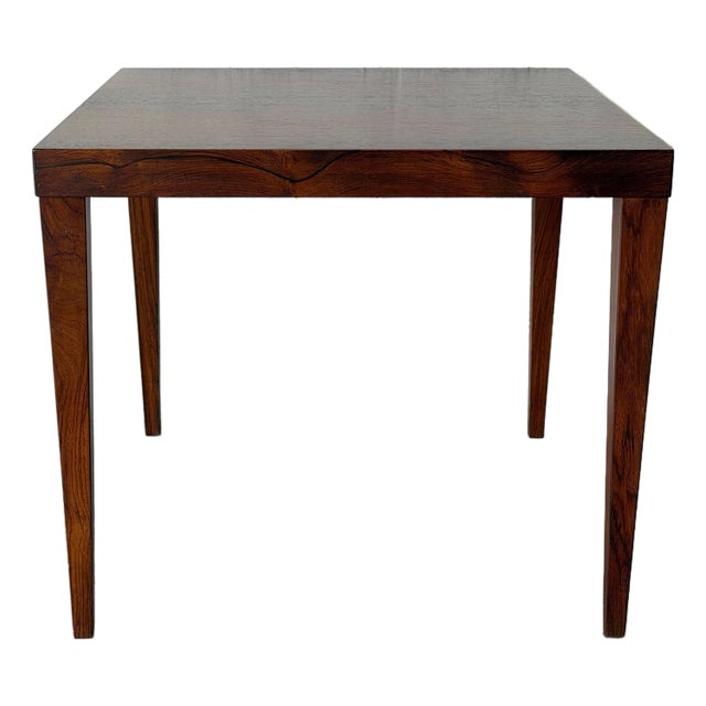 Minimalist Rosewood Square Side Table With Tapered Legs Vintage Mid-Century Modern 1960s For Sale