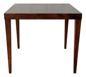 Minimalist Rosewood Square Side Table With Tapered Legs Vintage Mid-Century Modern 1960s
