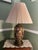 Japanese Vintage 31" Japanese Satsuma Moriage Table Lamp With Pleated Shade For Sale - Image 3 of 18