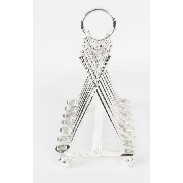 Metal Vintage Silver Plated Letter Toast Rack For Sale - Image 7 of 15