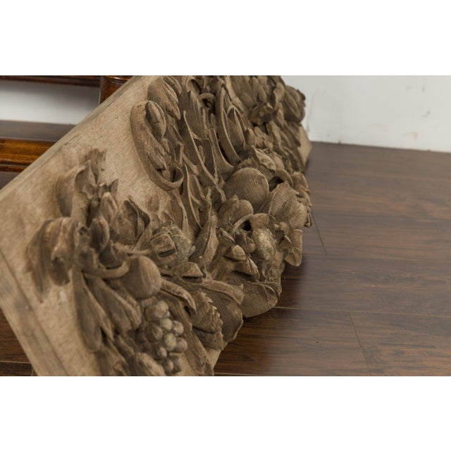 English 19th Century Carved Wooden Fragment with Fruits and Flower Garland For Sale - Image 9 of 10