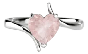 Rose Quartz Heart Ring, Pink Gemstone 925 Silver Ring Us 7