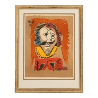 Original Colored Cubist Imaginary Portrait Signed Numbered by Pablo Picasso, 1969 With Marcel Salinas Letter For Sale