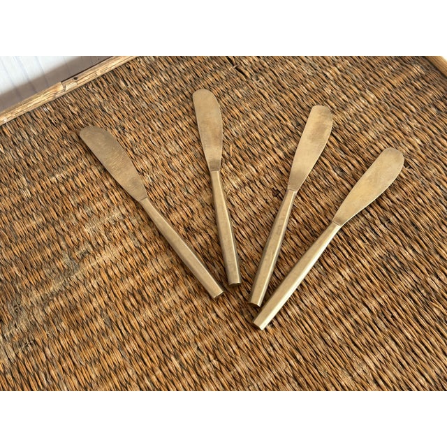 Mid-Century Modern Mid 20th Century Thai Bronze Butter Knives, Set of Four For Sale - Image 3 of 5